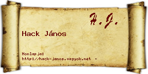 Hack János névjegykártya