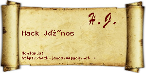 Hack János névjegykártya